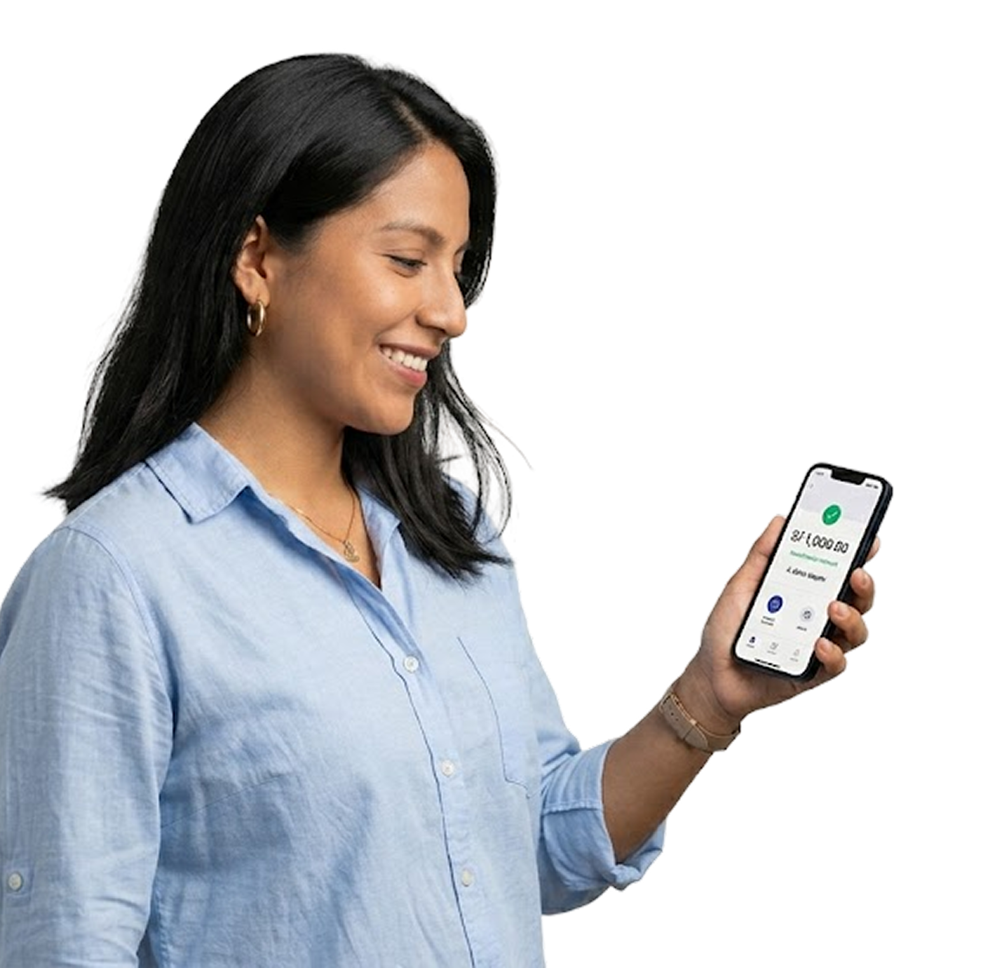 Clienta de Brasper usando la app para enviar dinero